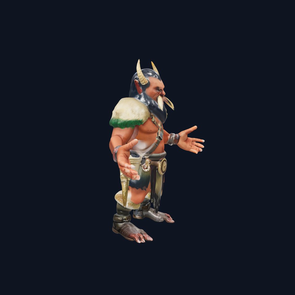 Horned Warrior Dwarf Rigged and Animated D Character Model
