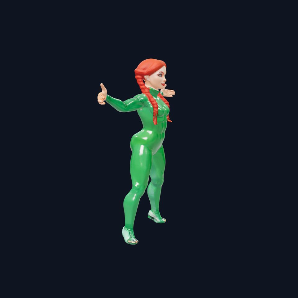 Rigged and Animated RedHaired Character in Green Suit