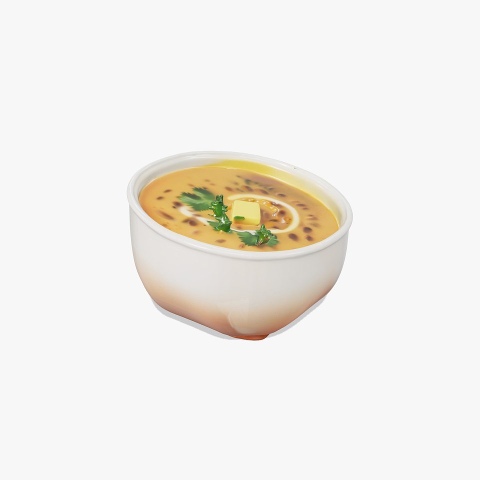 Creamy Lentil Soup model pack with bowl and garnish details