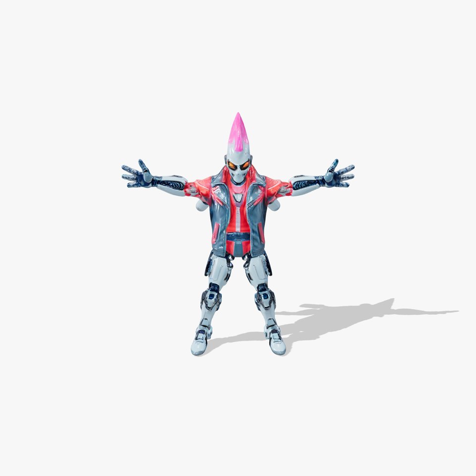 Cyberpunk Robot with Pink Mohawk Rigged and Animated