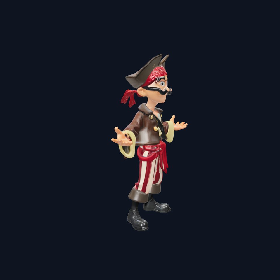 Cartoon Pirate Rigged and Animated D Model