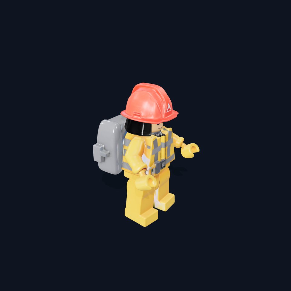 Firefighter Minifigure Rigged and Animated D Model