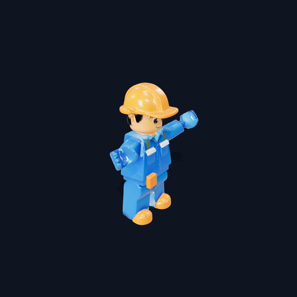 Construction Worker Toy Rigged and Animated D Model