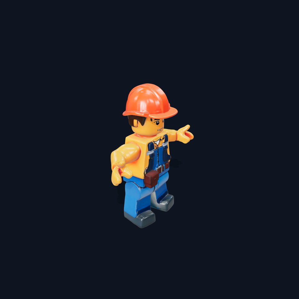 Lego Worker Minifigure D Model Rigged and Animated