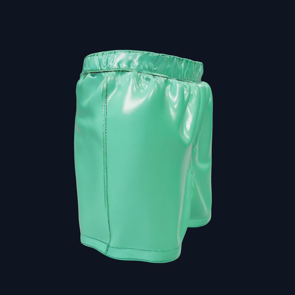 Green Satin Shorts Model Pack with Detailed Textures