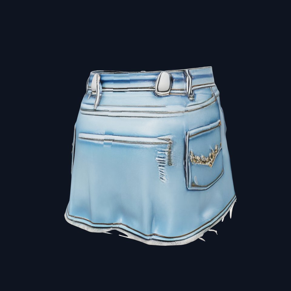 Denim Skirt with Rhinestones Model Pack