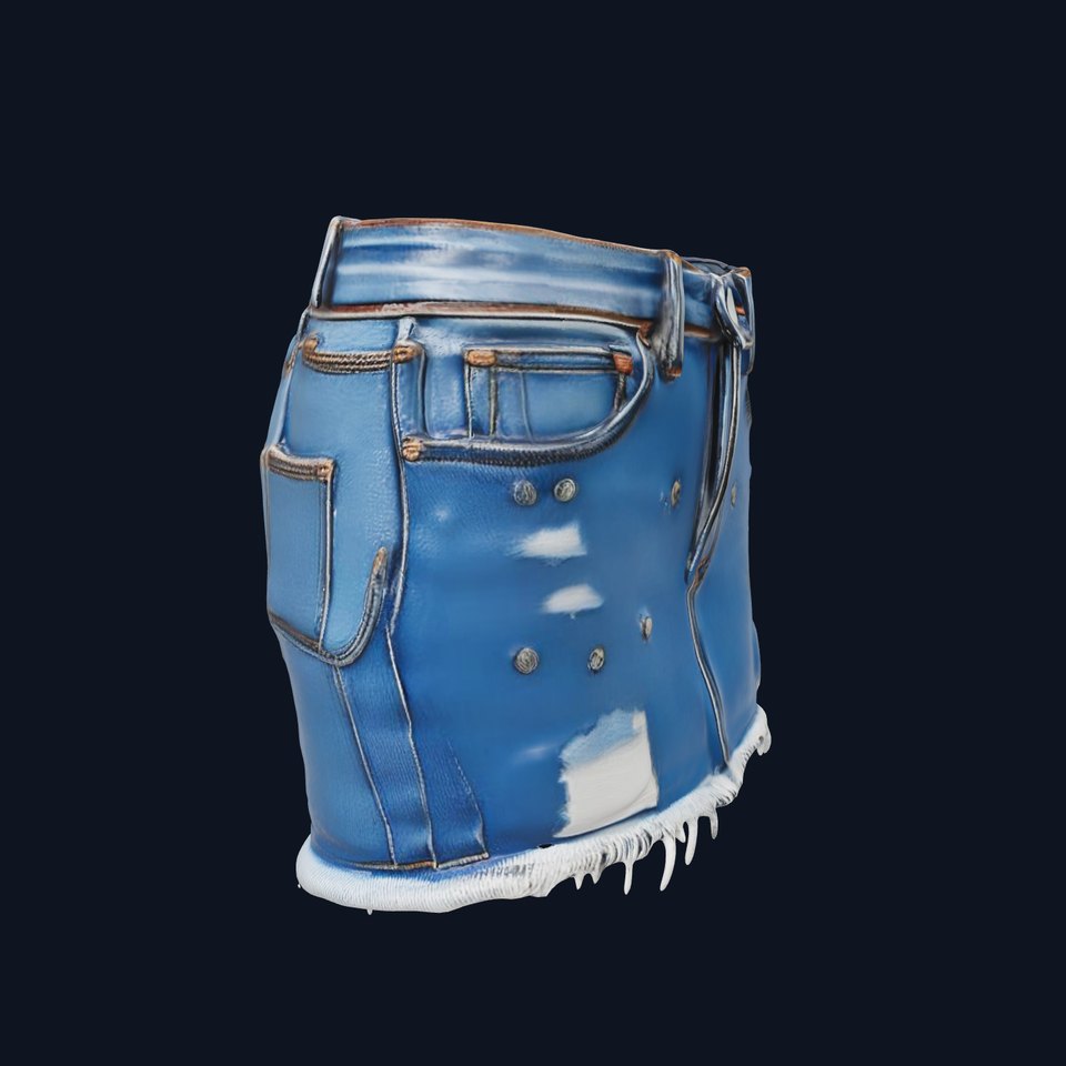 Denim Skirt with Frayed Hem and Studs Model Pack viewer poster