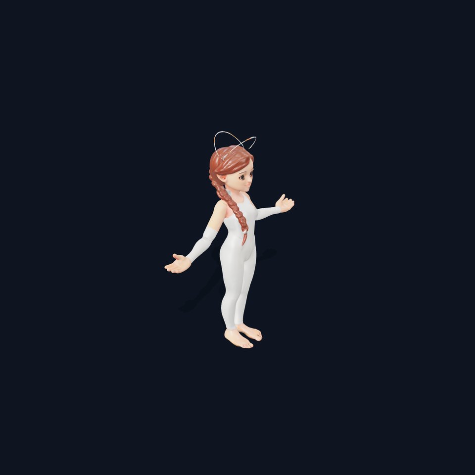 Angelic Young Girl with Halo Rigged and Animated D Model