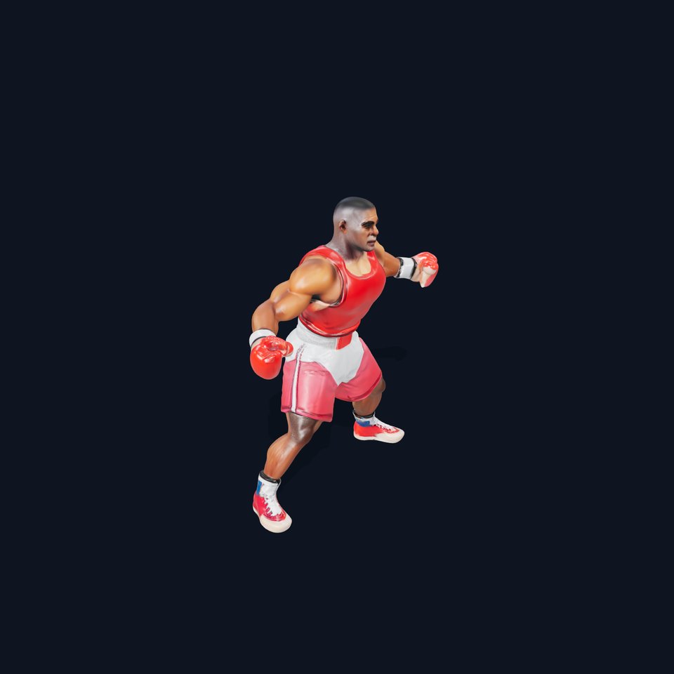 Boxer Champion Character Model Rigged and Animated