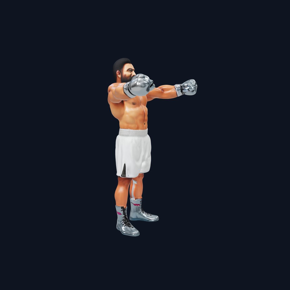 Boxer Character Rigged and Animated with Gloves and Shorts