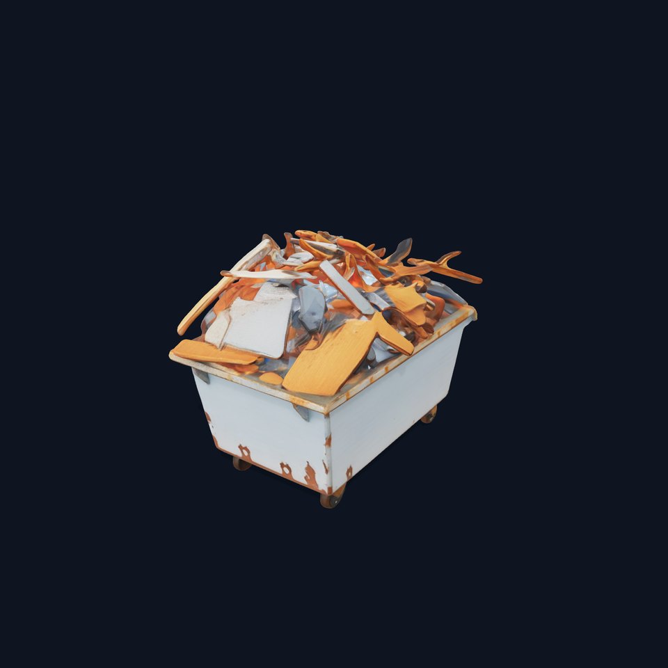 Industrial Waste Dumpster with Scrap Wood Model Pack