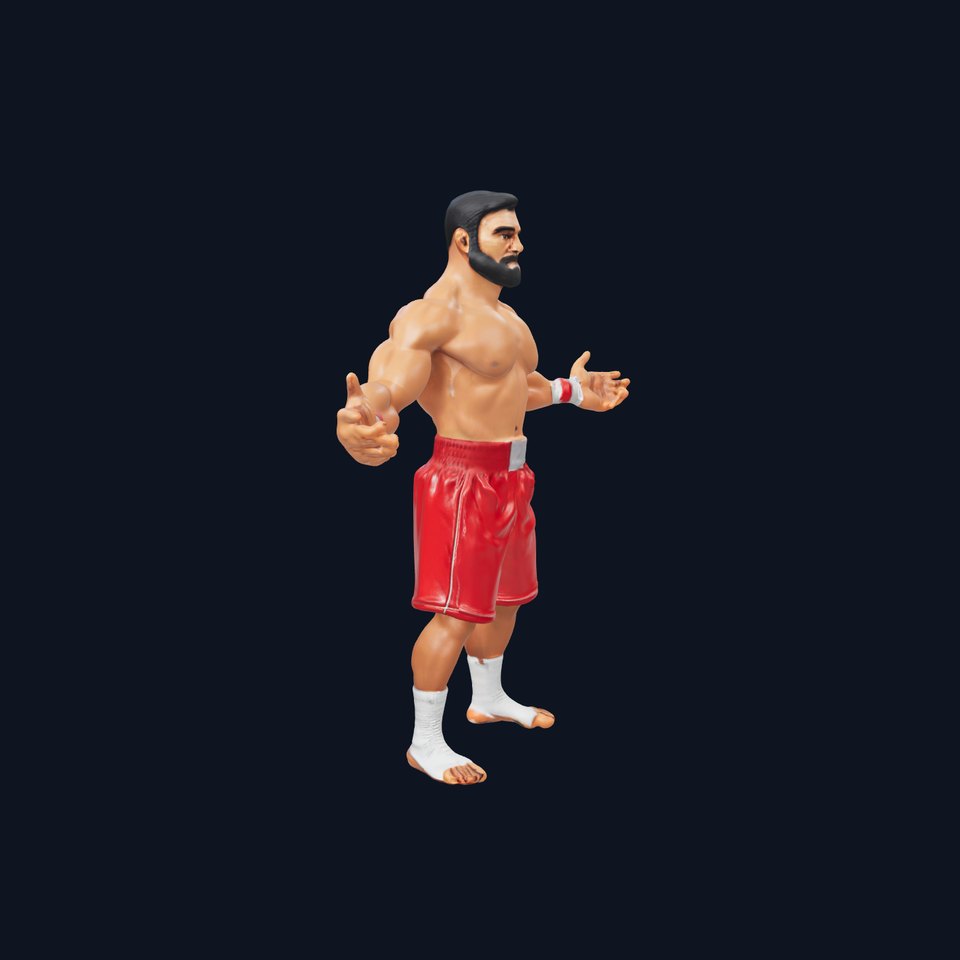 Boxer Warrior Character Rigged and Animated D Model