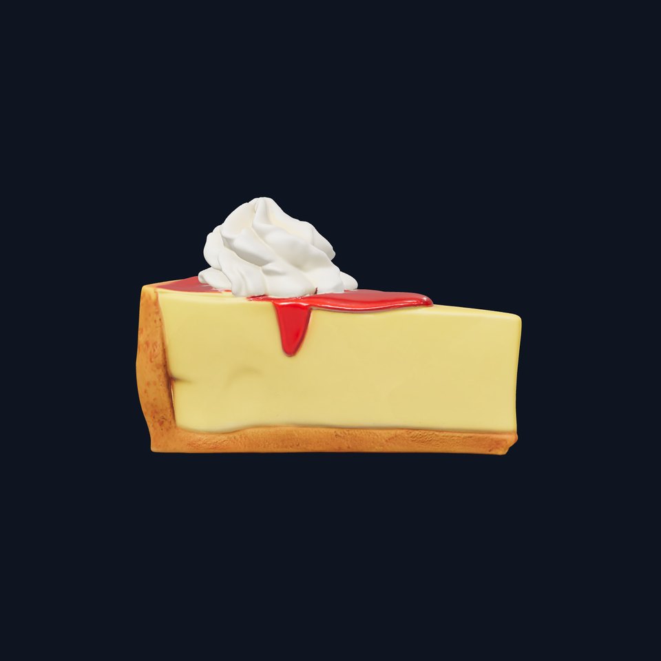 Cheesecake Slice with Whipped Cream and Sauce Model Pack