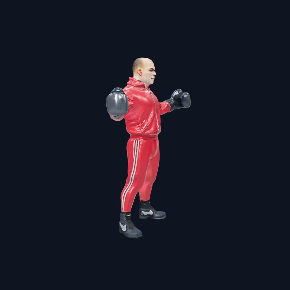 Boxer in Red Tracksuit  Rigged and Animated D Character Model