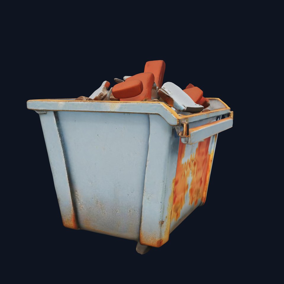 Construction Dumpster with Debris Model Pack