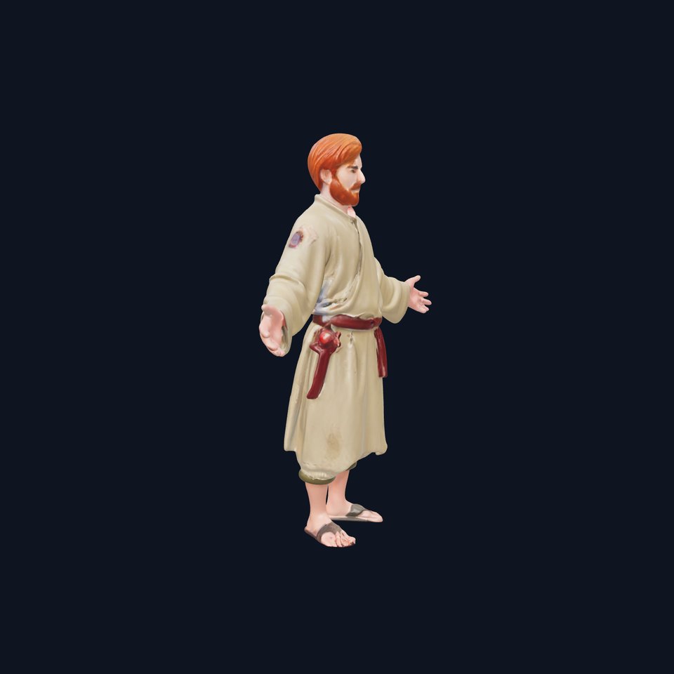 Medieval Peasant Character Rigged and Animated Model