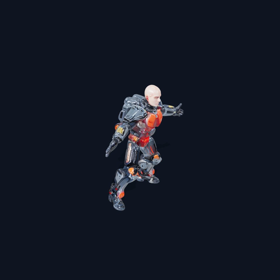 Cybernetic Warrior Rigged and Animated D Model