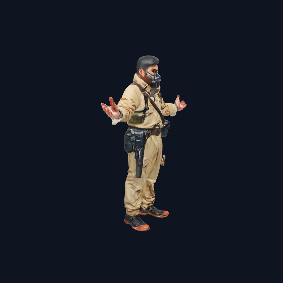 Masked Soldier D Model  Rigged and Animated for Games