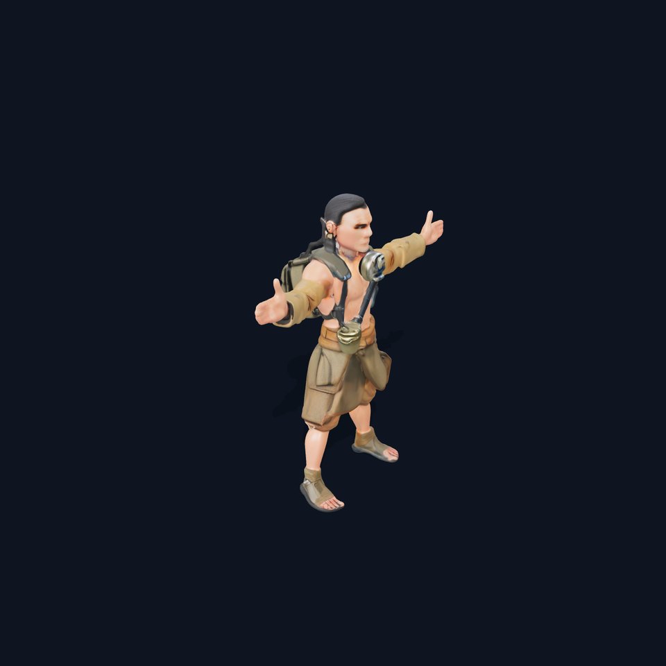 PostApocalyptic Survivor Rigged and Animated D Character Model