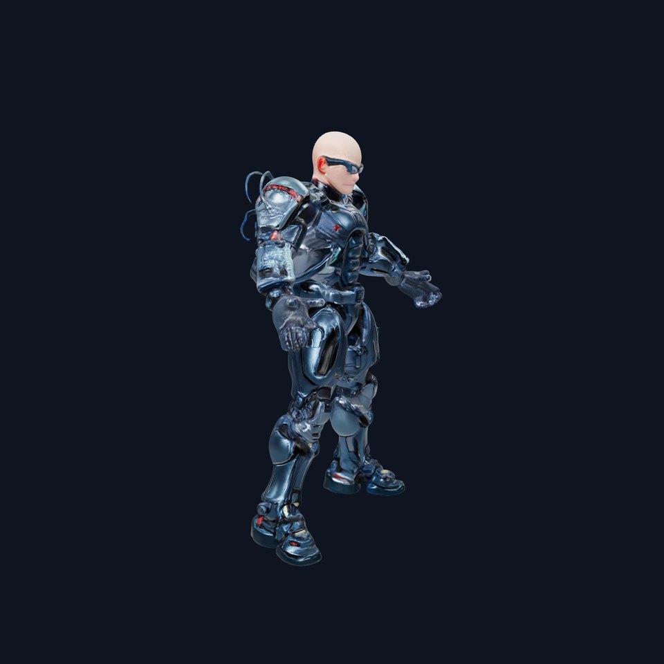 Cybernetic Soldier Rigged and Animated Character Model