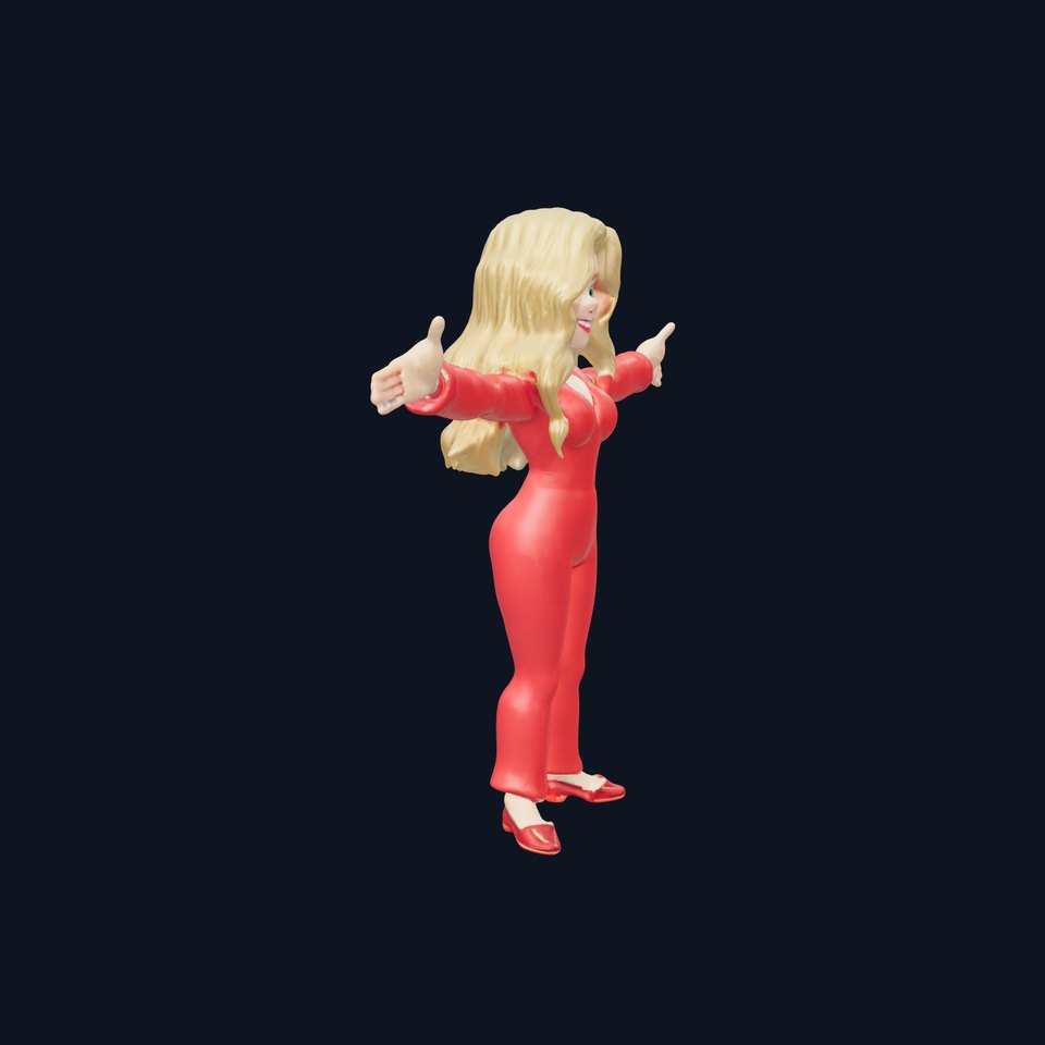 Blonde Female Character in Red Suit Rigged and Animated