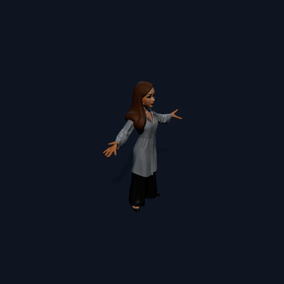 D Female Scientist Character Model Rigged and Animated