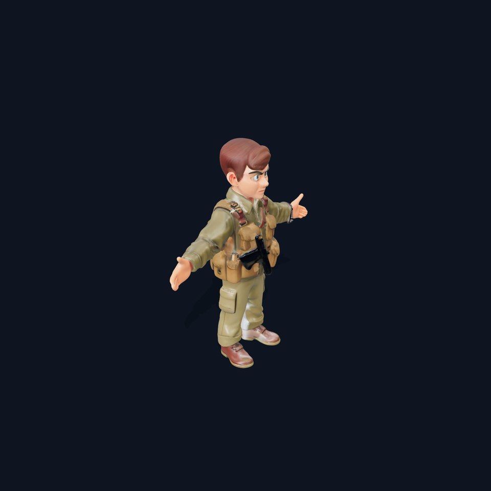 D Soldier Kid Character Rigged and Animated for Games