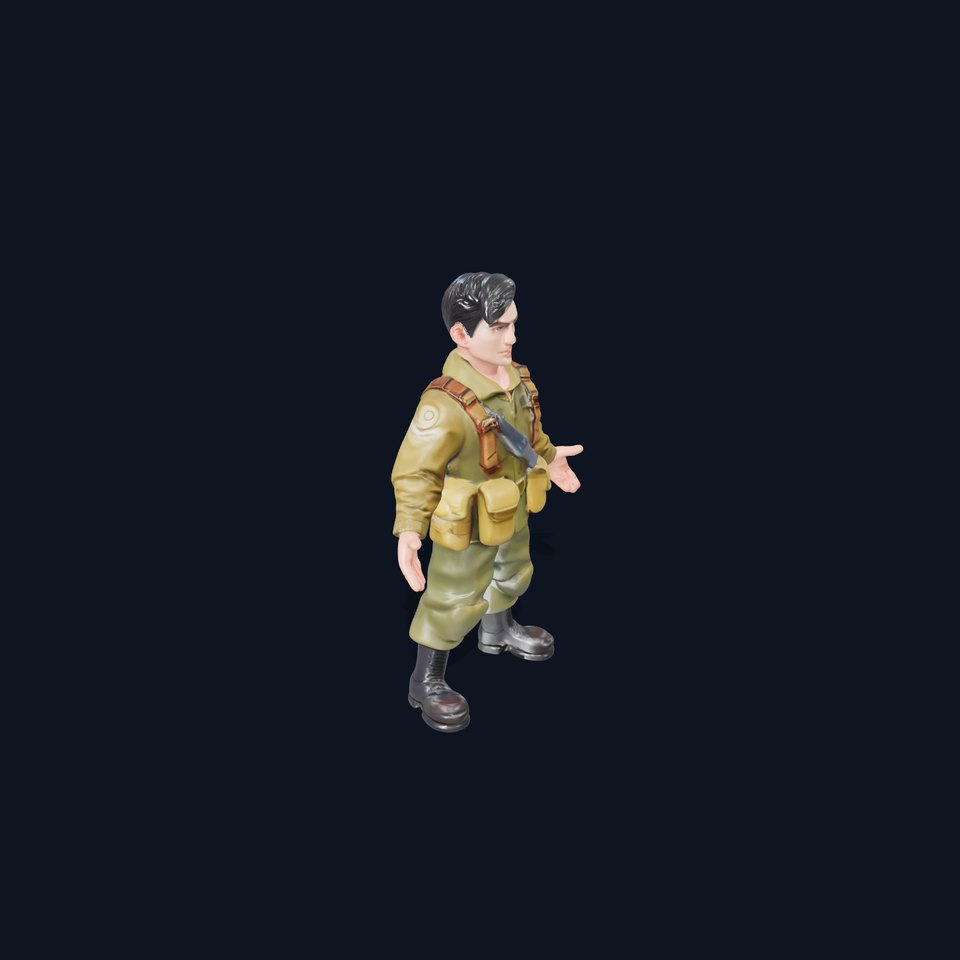 D Soldier Character Model Rigged and Animated
