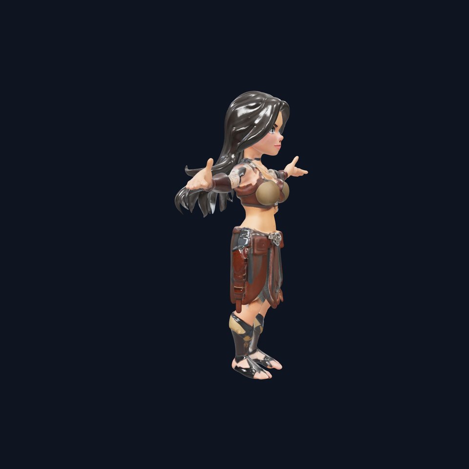 Warrior Princess Rigged and Animated D Character Model