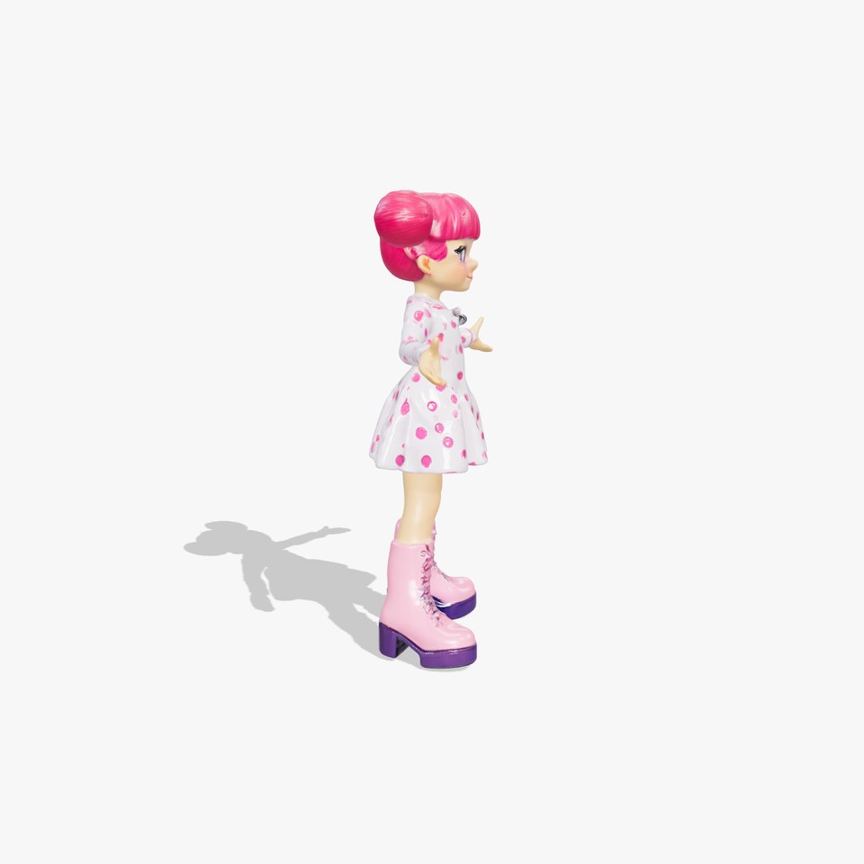 Polka Dot Dress Girl Rigged and Animated D Model