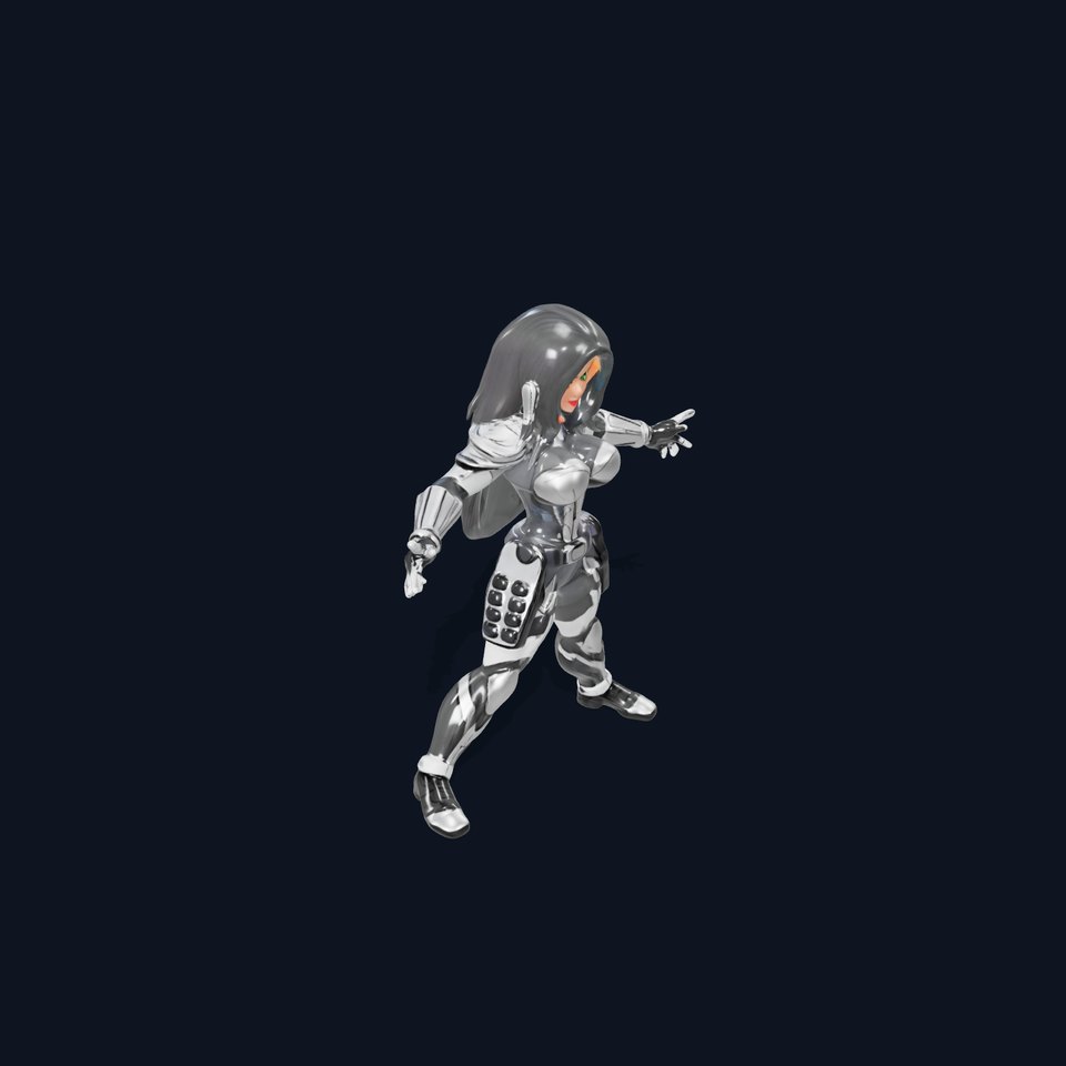 Futuristic Warrior Female Rigged and Animated D Character Model