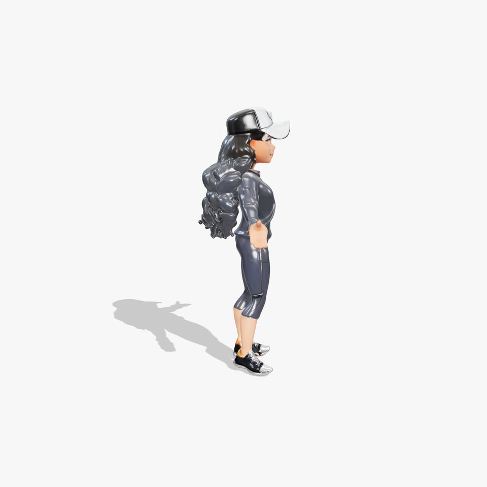 Sporty Female Athlete Rigged and Animated D Model