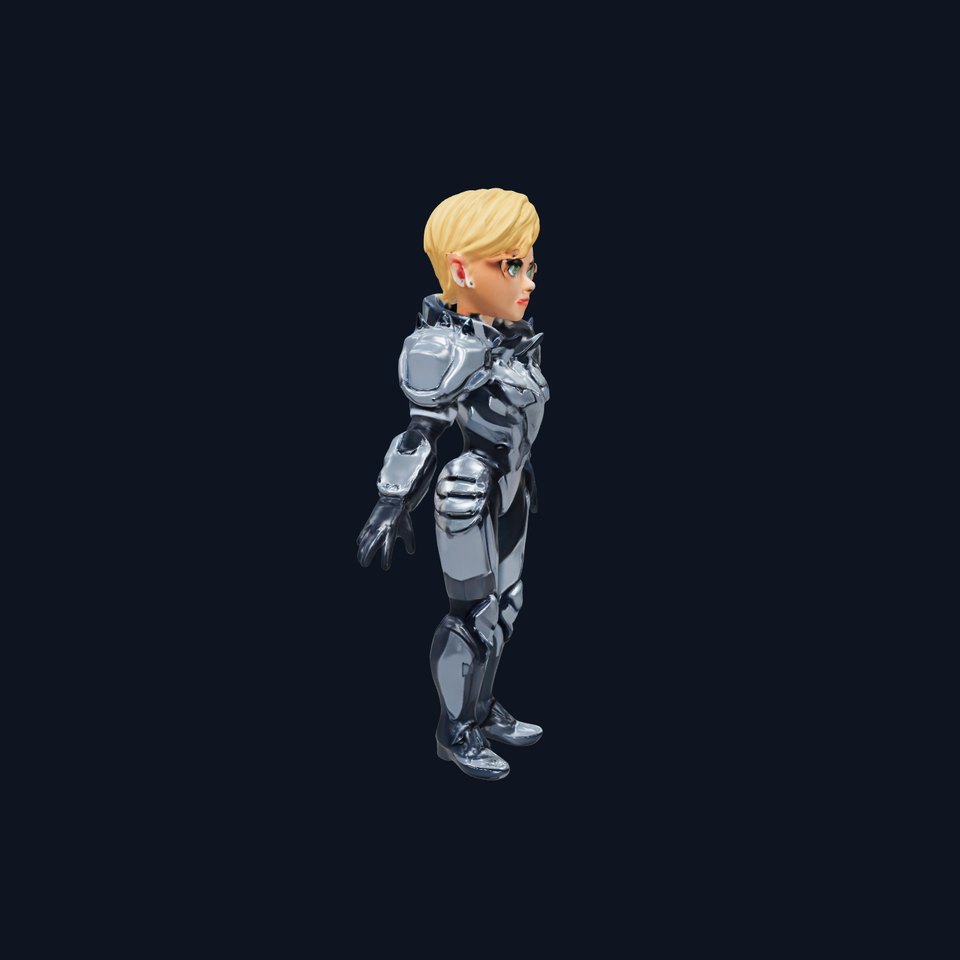 Futuristic Elf Warrior Character Model  Rigged and Animated