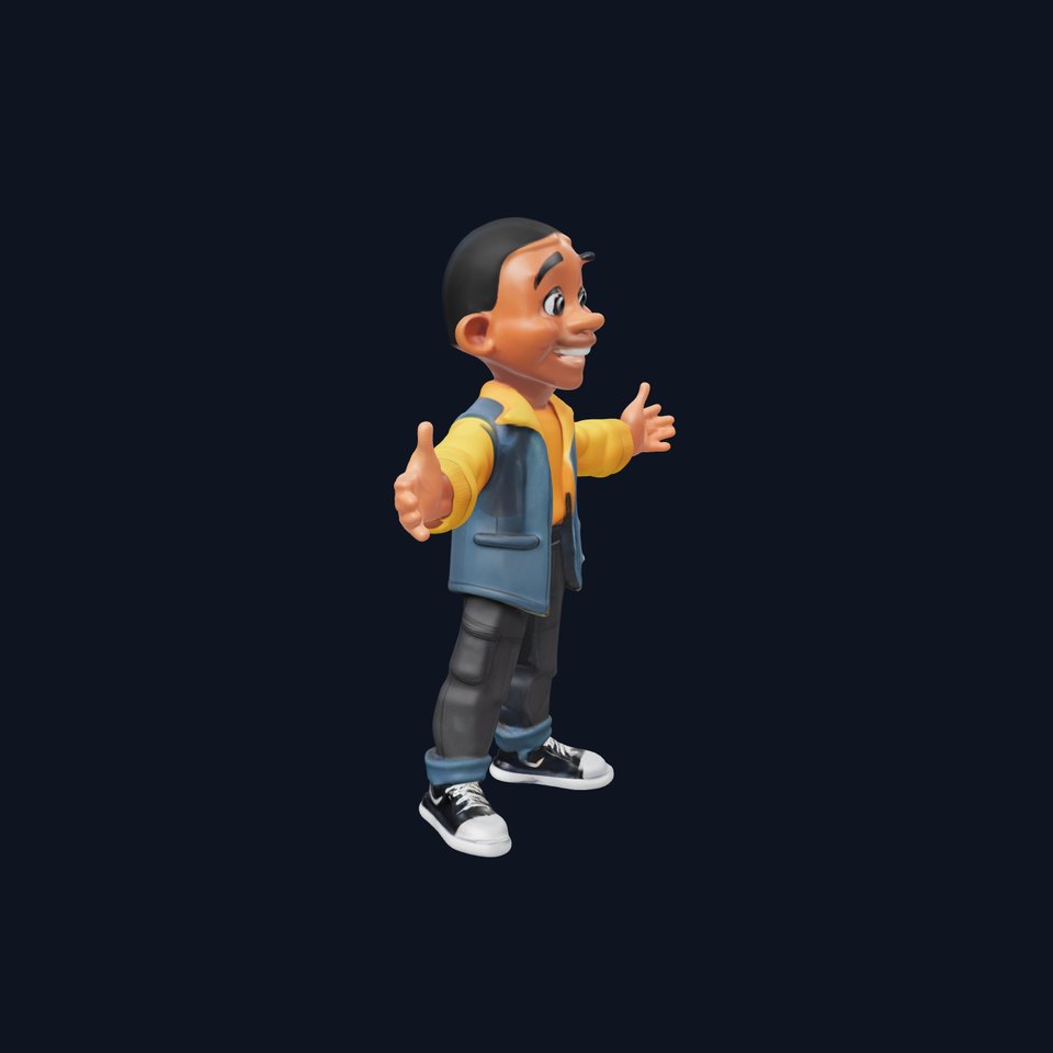 Energetic Boy in Casual Wear Rigged and Animated D Character Model