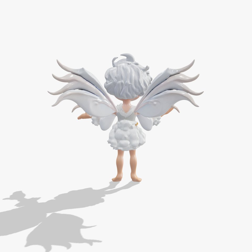 Cute Fairy Character Rigged and Animated for D Games