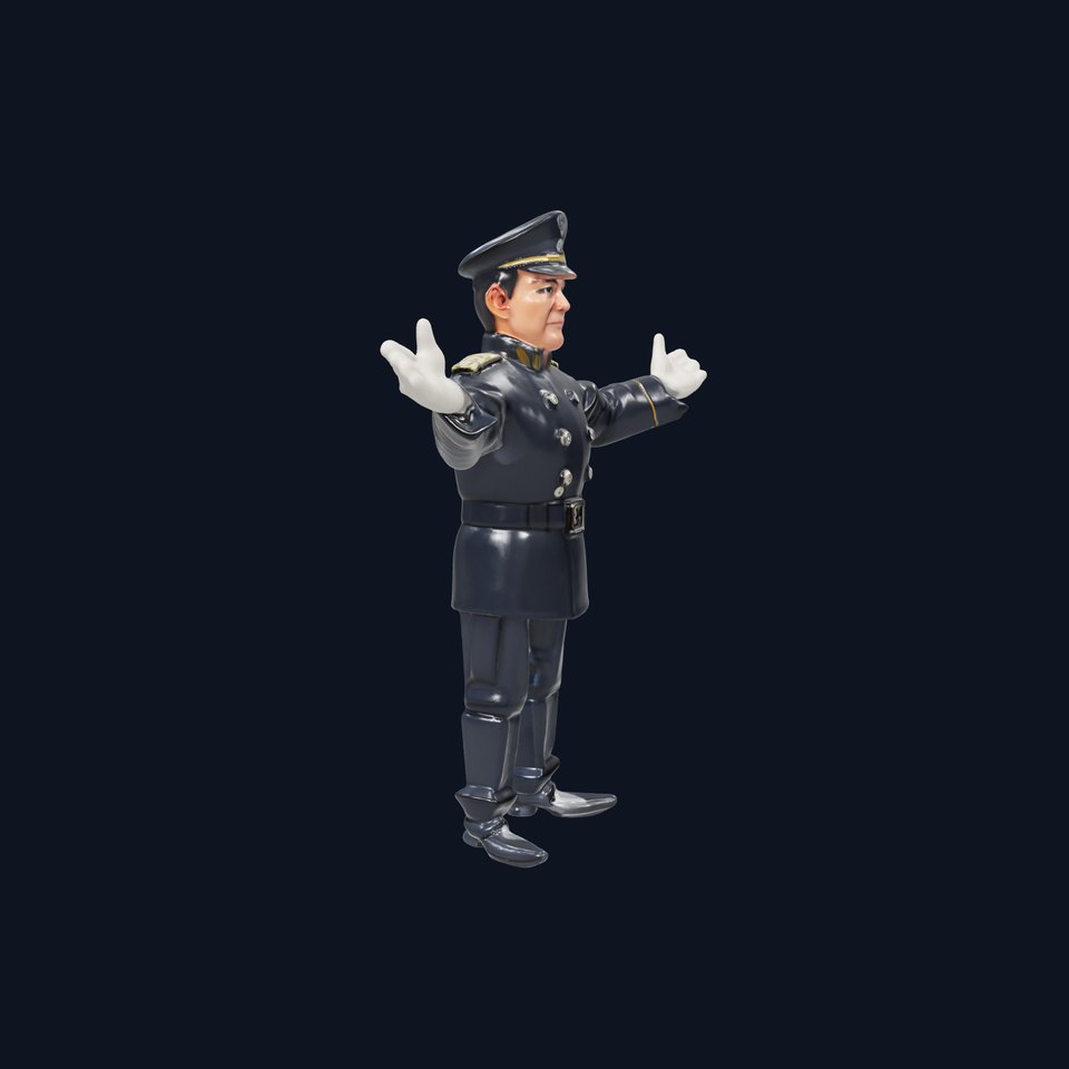 Charming Officer Character Model Rigged and Animated