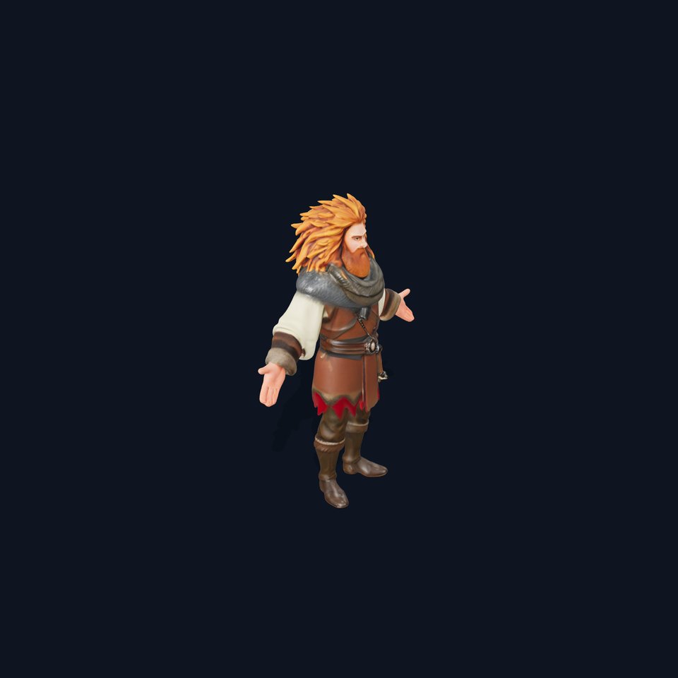 Nordic Warrior Rigged and Animated D Character Model