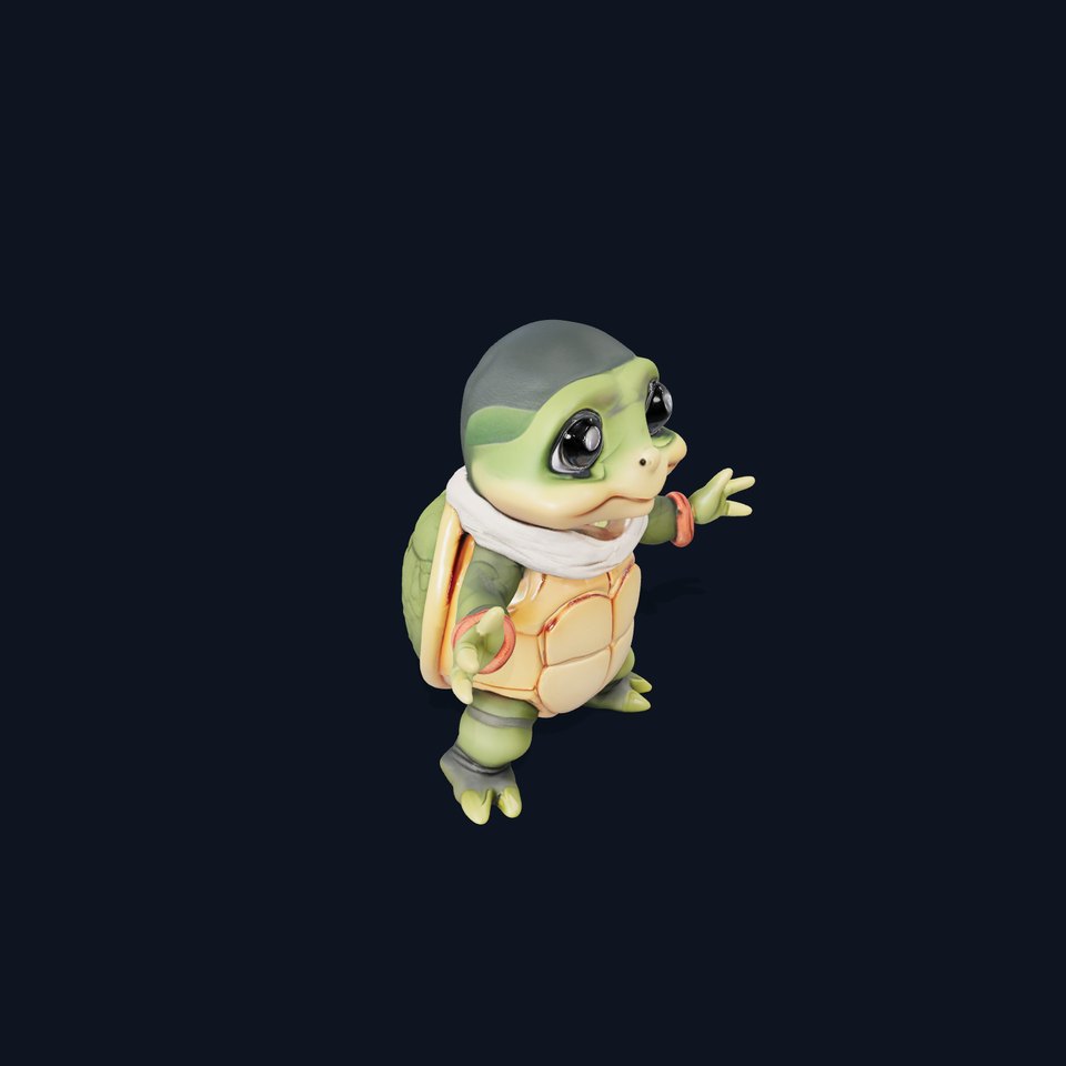 Charming Turtle Adventurer Rigged and Animated Character Model viewer poster