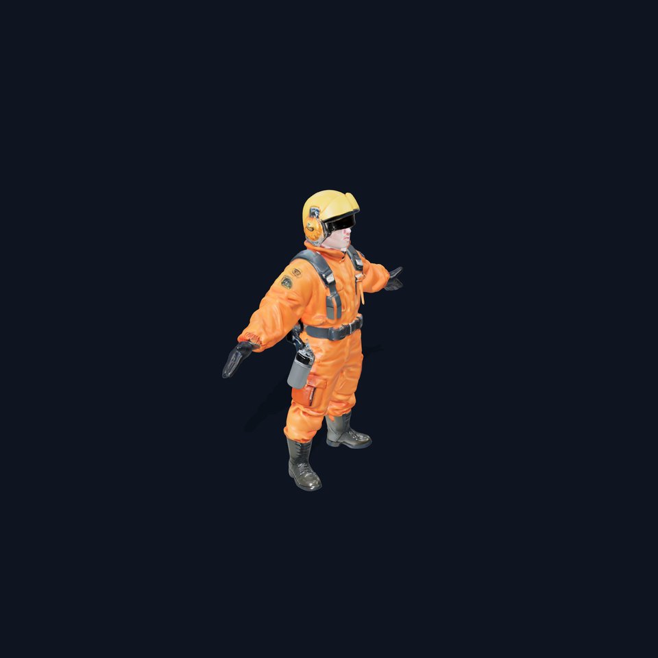 Aviation Engineer in Orange Suit  Rigged and Animated D Model