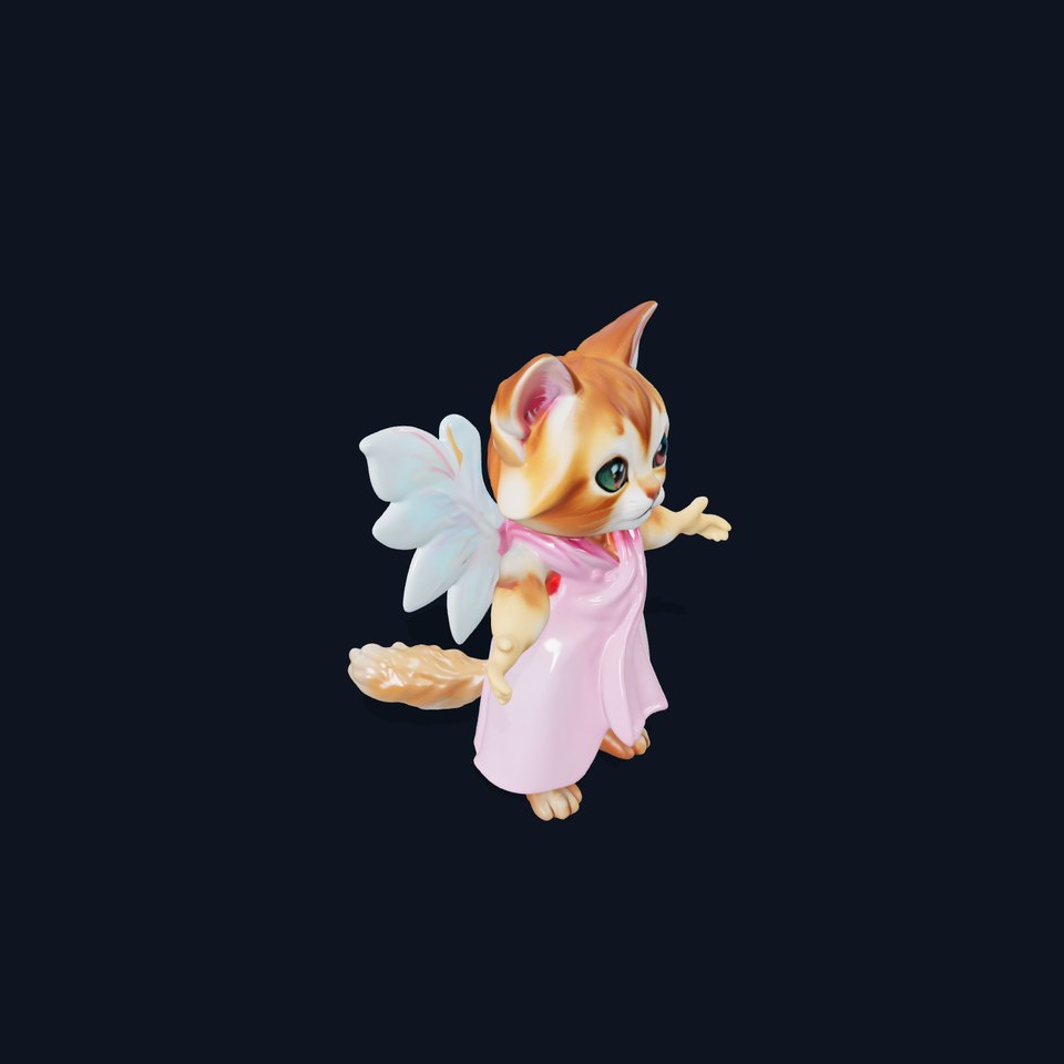 Fluttering Feline Fairy Cat Rigged and Animated Character Model viewer poster