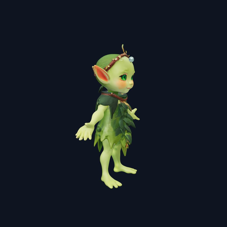 Forest Sprite Character Model Rigged and Animated for Games