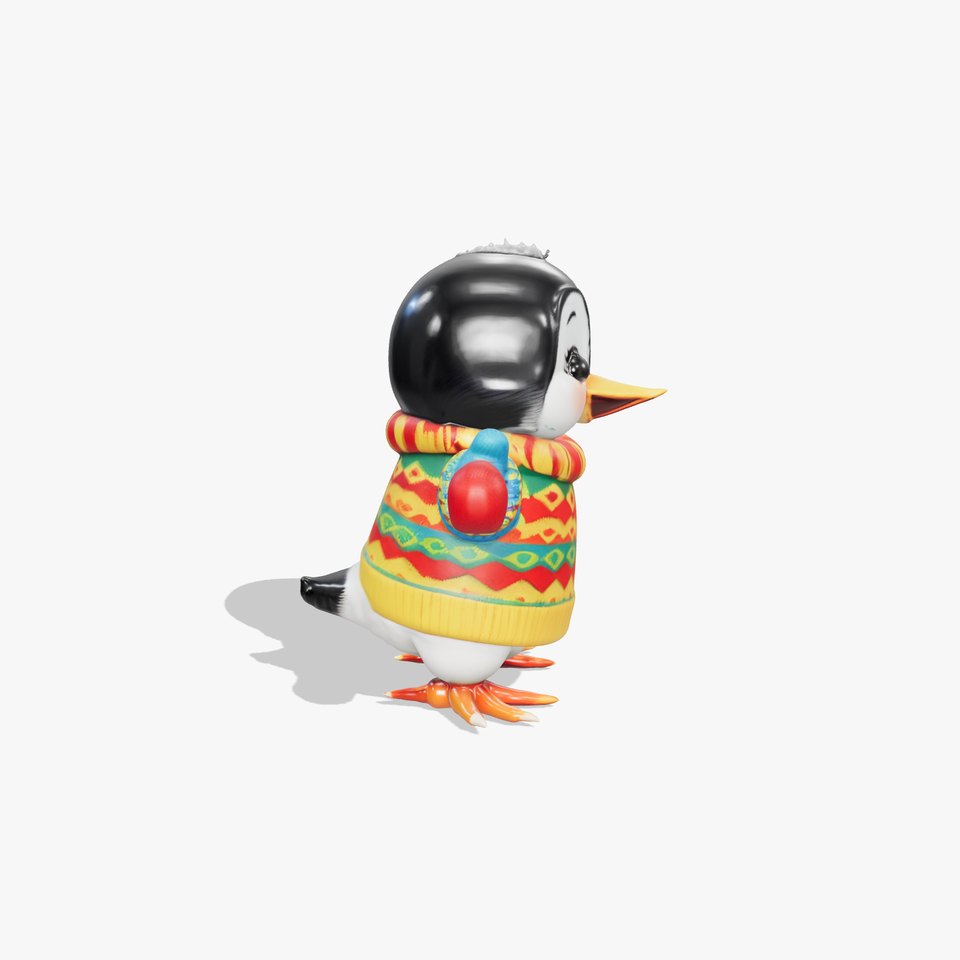 Adorable Penguin Character Rigged and Animated in Colorful Sweater