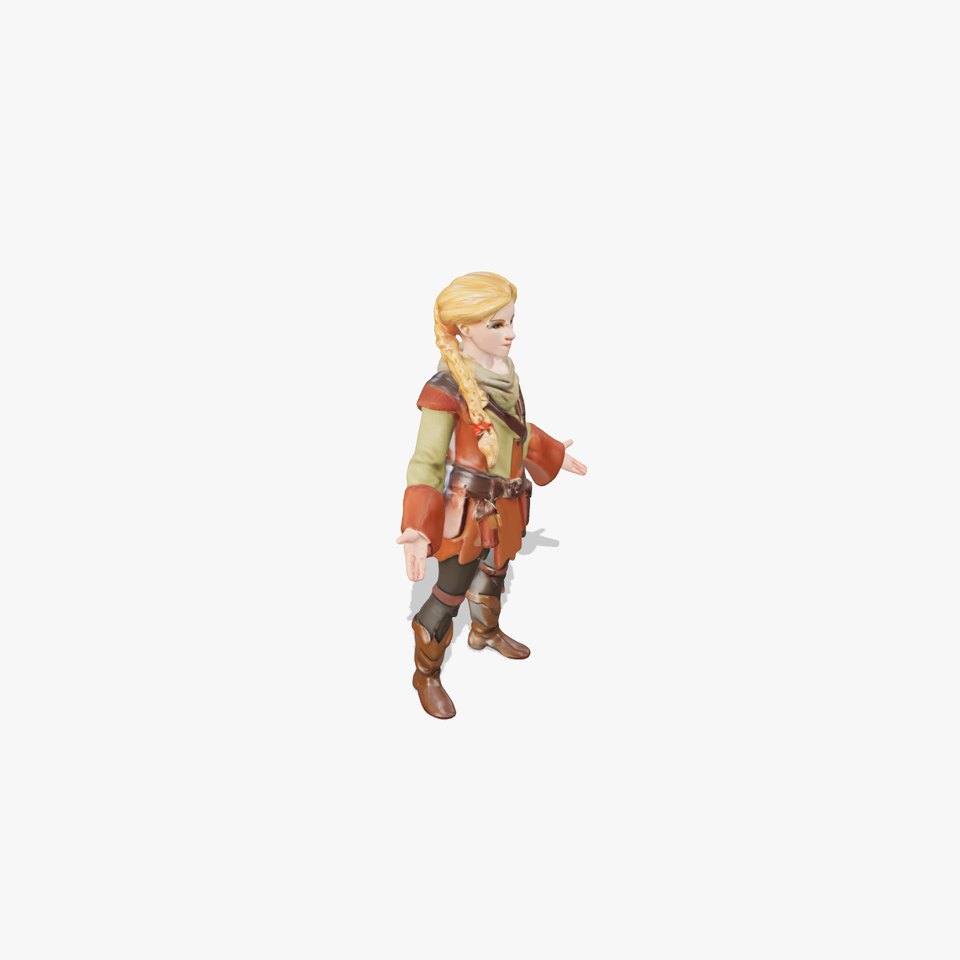 Medieval Adventurer Female Character Rigged and Animated