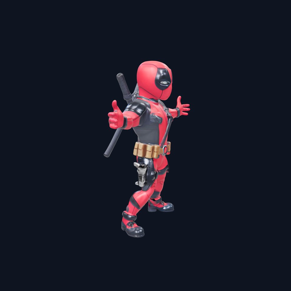 Red and Black Masked Warrior Rigged and Animated Character Model