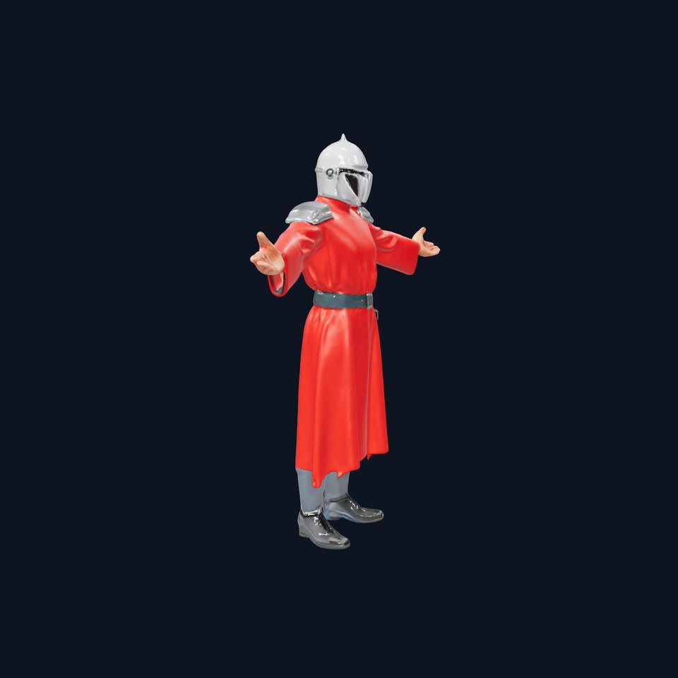 D SciFi Warrior in Red Cloak Rigged and Animated