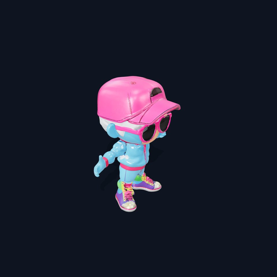 Cool Kid Character in Pink Hat Rigged and Animated