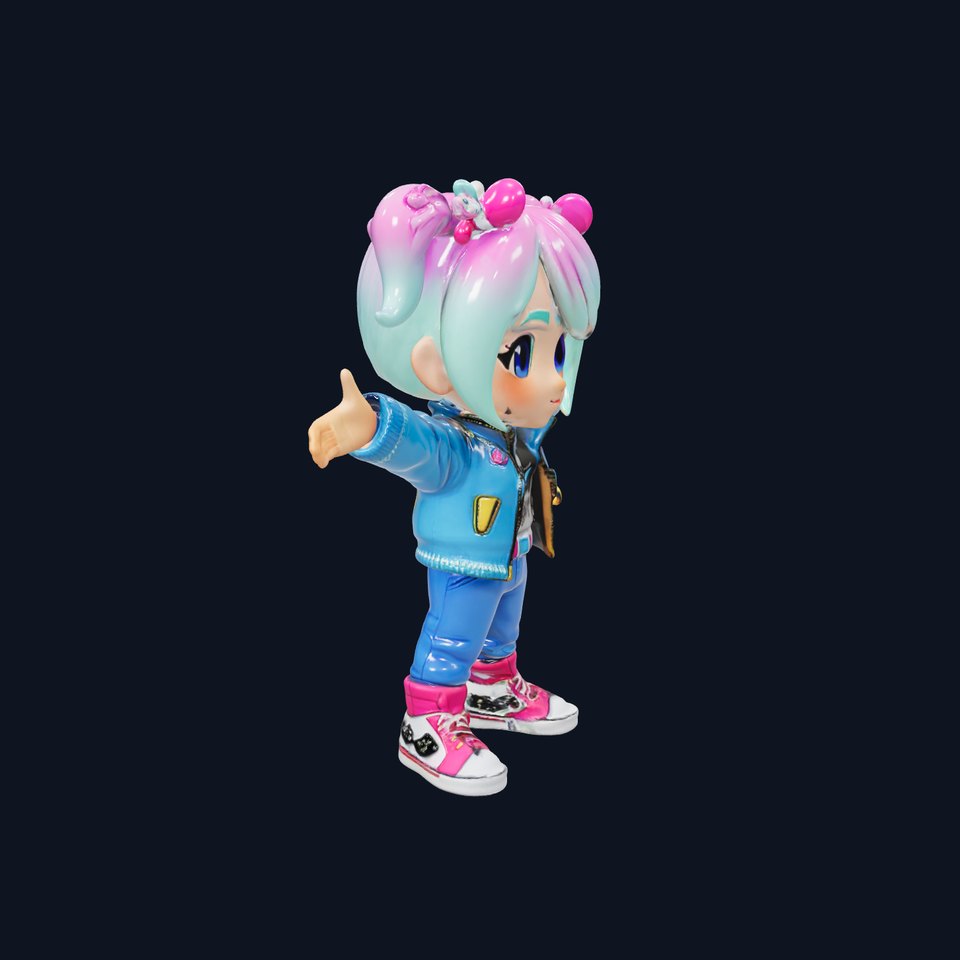 Cute Chibi Girl in Trendy Outfit Rigged and Animated