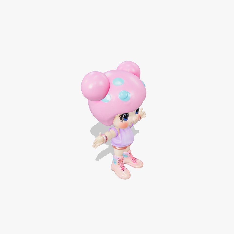 Cute PinkHaired Character Model Rigged and Animated