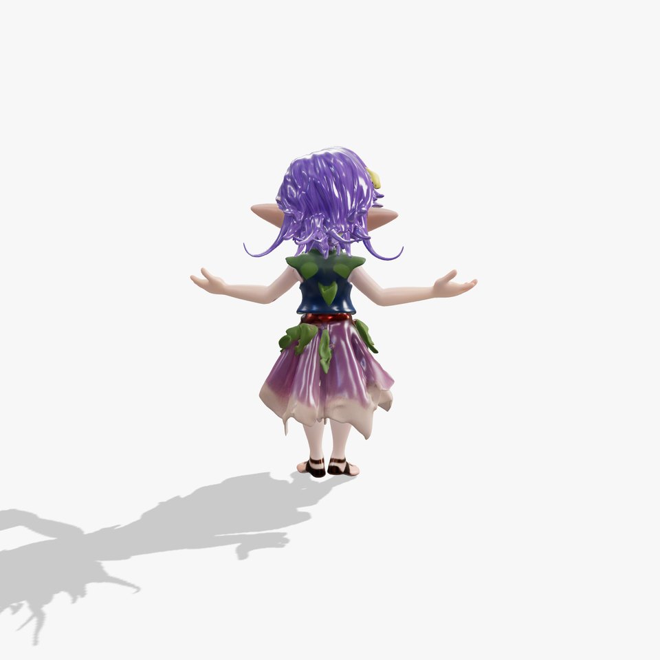 Elf Girl Rigged and Animated D Character Model with PBR Textures