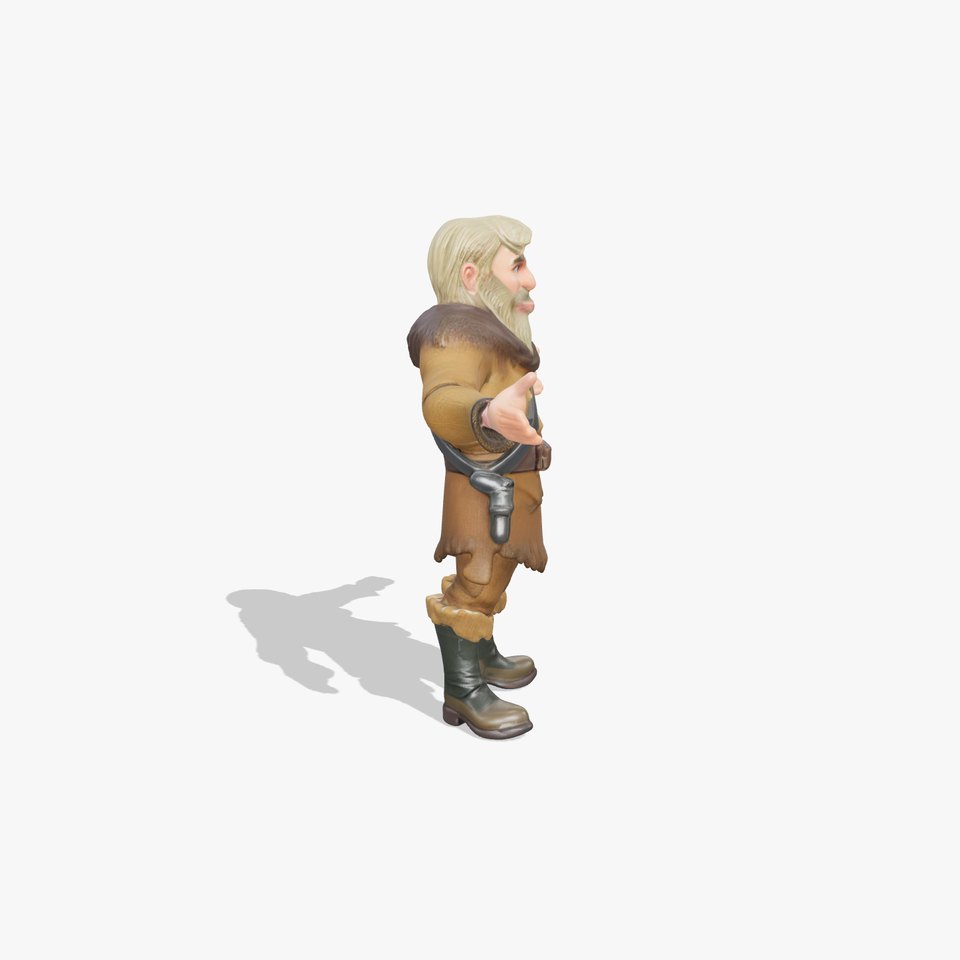 Bearded Adventurer Man Rigged and Animated
